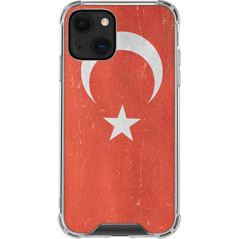 Turkish Flag Distressed iPhone 14 Clear Case